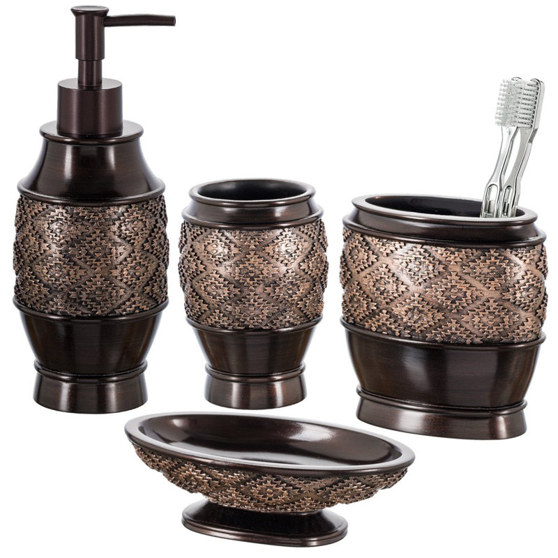 Bloomsbury Market Dublin Brown 4 Piece Bathroom Accessories Set